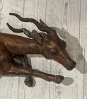 Vtg Mid Century Leather Wrapped Antelope Gazelle Figurine Safari Folk Art 12   