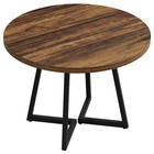 31 5  Round Dining Table For 2 Industrial Metal Base Rustic Brown Black