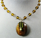 Sterling Silver Glass Shell Genuine Pearl Pendant Necklace Boho Bead Jewelry 