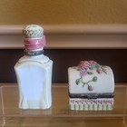 Victorian Style Perfume Bottle Bow Floral Hinged Lid Trinket Box Set Vintage 