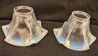 Vintage Art Deco Opalescent Glass Iridescent Lamp Shade Light Cover Set Of 2