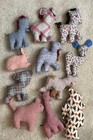 Vintage Primitive Menagerie Of Rag Doll Animals Mother Made Folky  1940s 50s