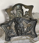 Antique Art Nouveau Owl Expandable Book Rack  9776 Brass Cast Iron Bookends