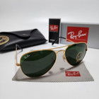 Ray-ban Rb3025 Aviator Sunglasses Gradient  Gold Frame Green Lens 58mm