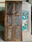 Vintage Carved Door Wood Sliding Barn Door Brass Studs Blue Farmhouse Door 84