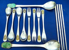 Korean Silver Spoons  Forks  Chopsticks Turtles   Jade
