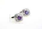 Mrcuff Round Purple Crystal Pair Cufflinks Free Shipping