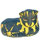 Hand-carved Black   Gold Stone Cat Figurine Vintage Folk Art Decor