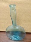 Vintage Banjo Embossed Hand Blown Glass Bottle Blue 9 5   vg  S4 