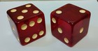 Vintage 2 Inch Bakelite Catalin Oversized Dice Pair - Translucent Dark Red 308g