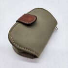 Vintage Lipstick Case Holder With Mirror Leather Strap Snap Lock Gray