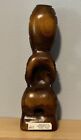 Vintage New Zealand Maori Tiki Wood Hand Carved Figurine God Paua Shell Eyes 7 5