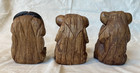 African Hand-carved Wooden Three Wise Monkeys Hear No  Speak No  See No Evil