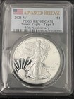 2021 W Proof Silver Eagle Pcgs Pr70 Dcam Advanced Release Flag Label Type 1