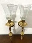 15  Brass gold Wall Sconce Vintage W  Glass Globe Candle Holder 1970 s