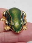 Vintage Estee Lauder Green Enamel Gold Frog Solid Perfume Compact 