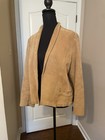 Vintage 80s Sasson Suede Leather Jacket Open Blazer Tan Women   s  Size L  16 