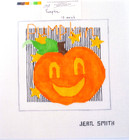 Hand Painted Jean Smith Needlepoint Canvas  Pumpkin Brand New 8  By 8  Brand New