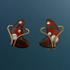 Vintage Signed Matisse        Copper Enamel 1960s Amoeba Earrings Mid Century Renoir