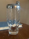 Vintage Art Deco Optic Swirl Glass Cocktail Martini Shaker Chrome Lid Mcm