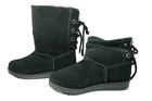 Muk Luks Suede Mid Winter Boots Black Slip Resistant Size 6