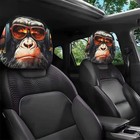 2pcs Funny Slanted Eyes Cartoon Print Car Headrest Cover For Halloween Christmas