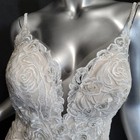 Nwt  1850 allure sz 8 10 white Nude Lace Fit   Flare Long Train Wedding Dress