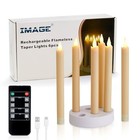  Rechargeable Flameless Taper Candles With Charging Station  Led Flickering 