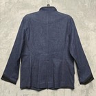 British Khaki Jacket Womens Sz 10 Denim Military Zip Mandarin Collar Frog Trim