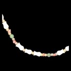Vintage Carved Shell Mop Necklace With Small Jade   Red Coral 4mm Beads 16 