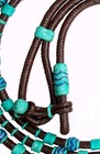 Brown Rope Turquoise Knots Raw Hide Leather Horse Tack Show Romal Romel Reins