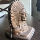 Native American Indian Chief Cast Iron Bookend Antique Bronze Finish   Heavy