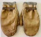 Vintage Buckskin Leather Chopper Mittens Saranac Ski Wool Liners Mens Large Usa