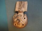 Antique Sitting Man Black Clay Ocarina Whistle Flute Recorder South American 