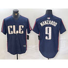 Men s Cleveland Guardians  9 Kyle Manzardo Navy Sewn T-shirt