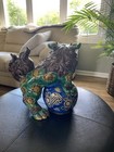 Antique Kutani Porcelain Foo Dog Lion Shishi Statue Tamajishi Komainu