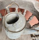 Vintage Antique No 10 Wood Handle Galvanized Metal Watering Can No Holes 
