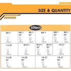 220 Pack Metric   Sae Hydraulic Lubrication Grease Zerk Fittings Assortment Set