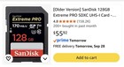 New Sandisk Extreme Pro 128gb Sd Card 170mb s Uhs-i Sdxc Memory Card
