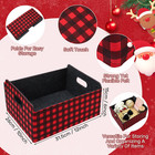 Large Christmas Gift Baskets - Collapsible Buffalo Plaid Storage Bins  3 Pcs 