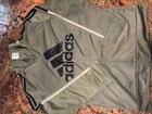 Adidas Full Zip Jacket Windbreaker Youth  14-16 Olive Green Large Trefoil Print