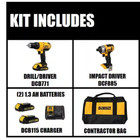 Dewalt 20v Max Cordless Drill impact 2 Tool Combo Kit With  2  20v 1 3ah Batteri