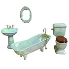 1 12 Scale Dollhouse Miniatures Furniture Set Retro Bathtub Toilet Sink Bathroom