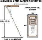 Household Aluminum Attic Ladder 25  X 54  350lbs Capacity 7-10 Ft Ceiling Height