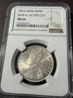 1891-c British India One Rupee  Ngc Ms63  Brilliant Frosty  Silver  Victoria