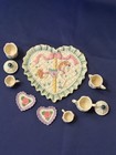 Vintage Pastel Mini Tea Set With Rocking Horse   Roses     Collectible Display