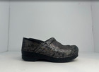 Dansko Professional Clogs Women s Black Silver Crackle Leather Nursing Shoes