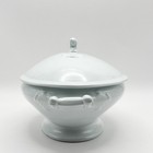 Ironstone Oval Covered Serving Dish   Lid England Powell   Bishop   White