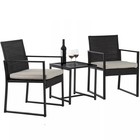3-piece Outdoor Patio Furniture Set  Wicker Bistro Table   Rattan Chairs  Thick