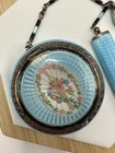 Antique Foster   Bailey Sterling   Guilloche Enamel Compact With Lipstick Holder